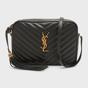 YSL Quilted Calfskin Monogram Lou Camera Bag Grey